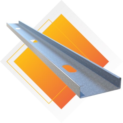 Structural stud and track on an orange diamond