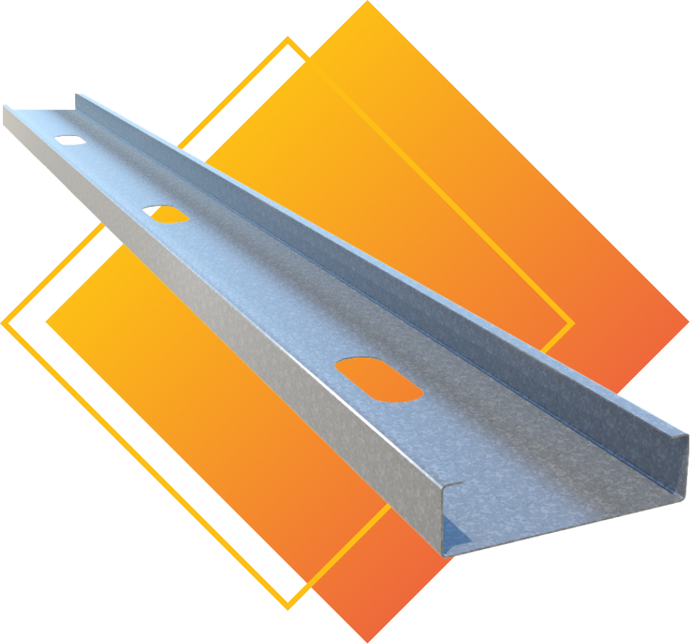 Structural stud and track on an orange diamond